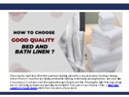 How to Choose Good Quality Bed and Bath Linen?