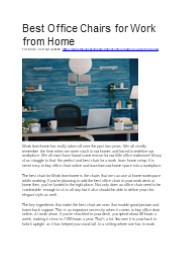 Best Office Chairs for Work from Home