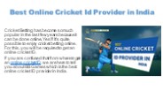 Best Online Cricket Id Provider in India