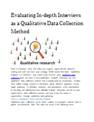 Evaluating In-depth Interviews as a Qualitative Data Collection Method