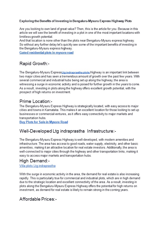 Gated residential plots in mysore road