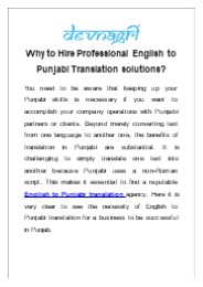 Why to Hire Professional English to Punjabi Translation solutions?