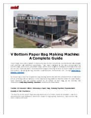 V Bottom Paper Bag Making Machine: A Complete Guide