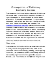 Consequences of Preliminary Estimating Services