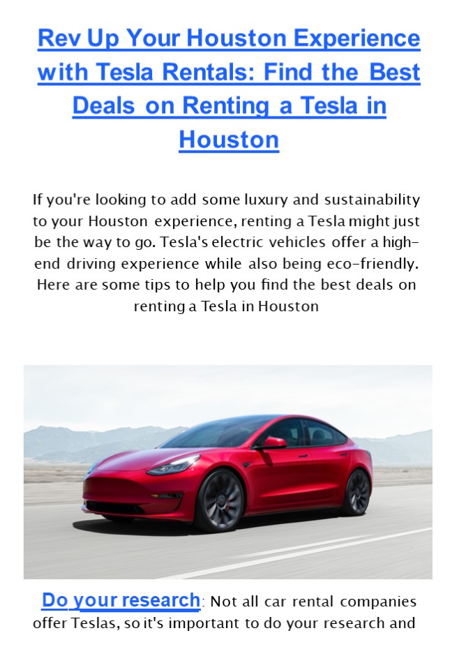 PPT Rev Up Your Houston Experience with Tesla Rentals Find the Best