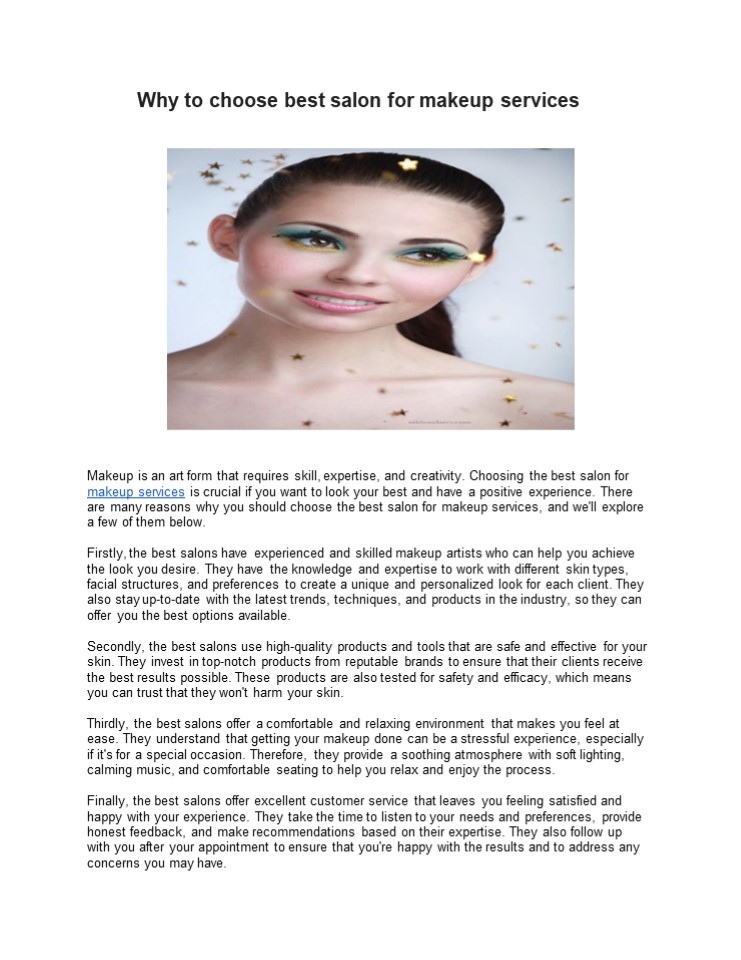 Why to choose best salon for makeup services