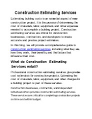 Construction  estimating services