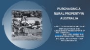 Purchasing a Rural Property in Australia
