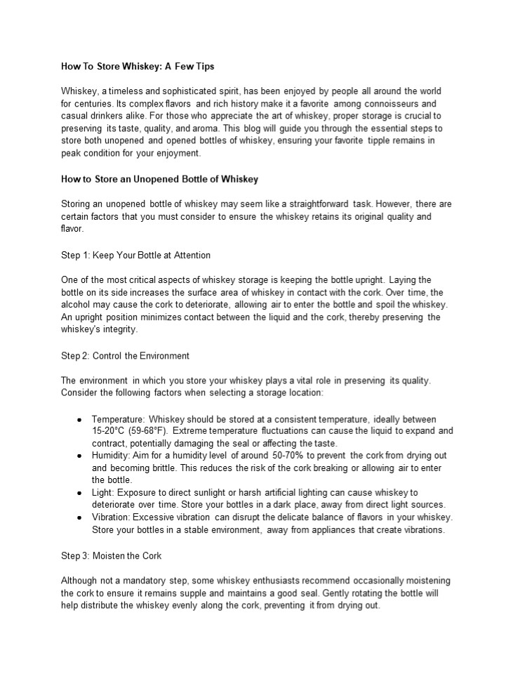 How To Store Whiskey: A Few Tips