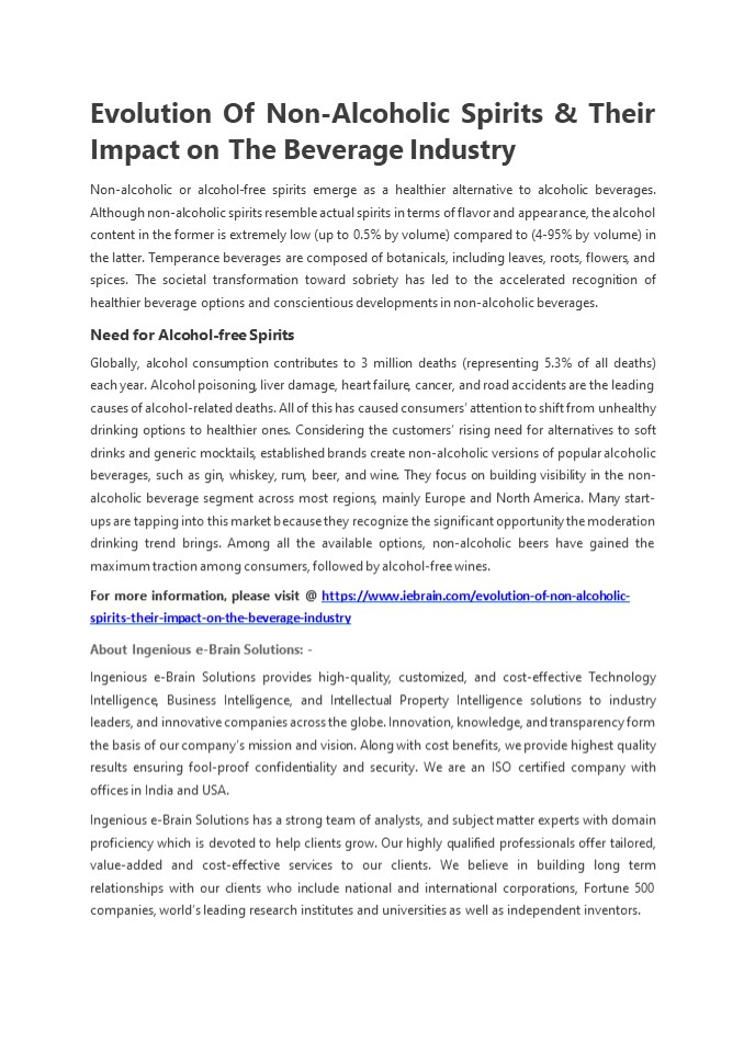 Evolution Of Non-Alcoholic Spirits & Their Impact on The Beverage Industry