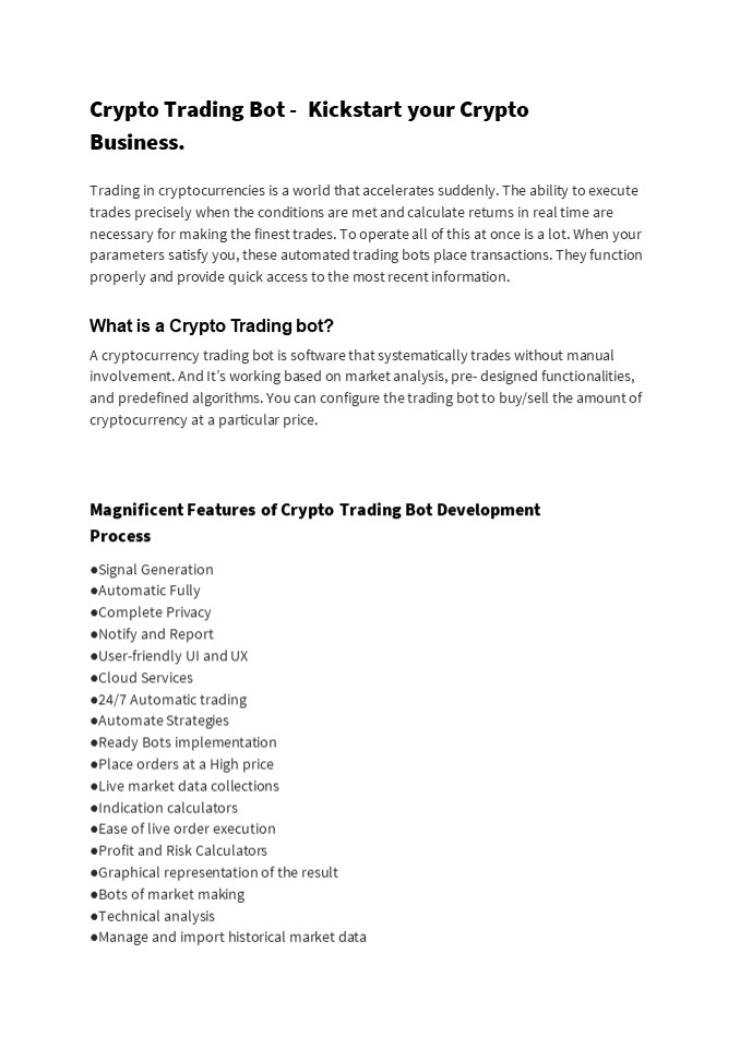 Crypto Trading Bot -  Kickstart your Crypto Business.
