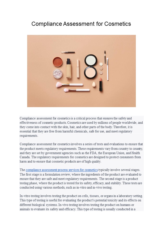 Compliance Assessment for Cosmetics