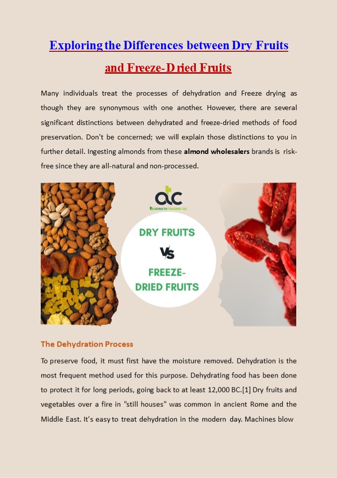 PPT Exploring the Differences between Dry Fruits and FreezeDried