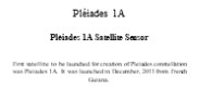 Pléiades 1A Satellite Sensor