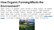 How Organic Farming Affects the Environment?