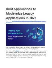 Best Approaches to Modernize Legacy Applications in 2023