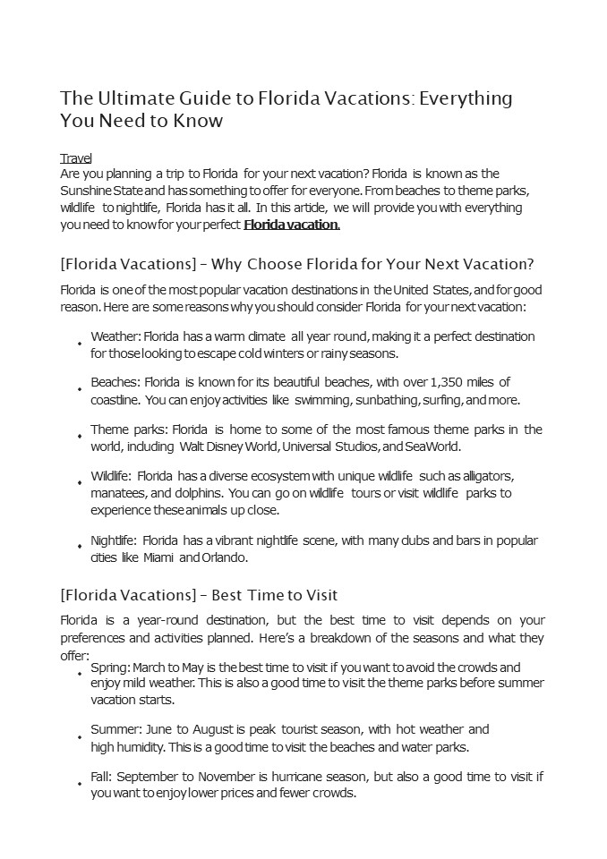 The Ultimate Guide to Florida Vacations