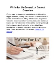 Write for Us General: A General  Overview