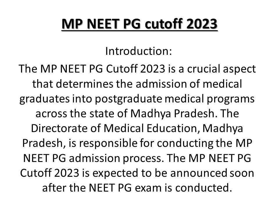 MP NEET PG cutoff 2023