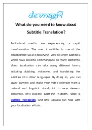 What do you need to know about Subtitle Translation?