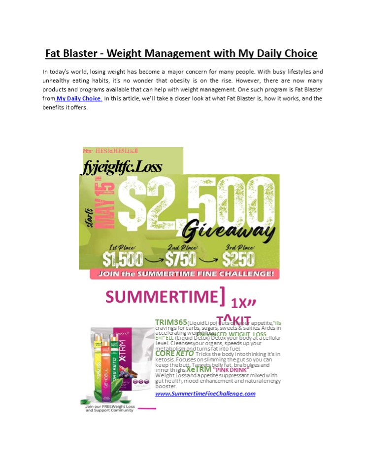 Fat Blaster - Weight Management with My Daily Choice