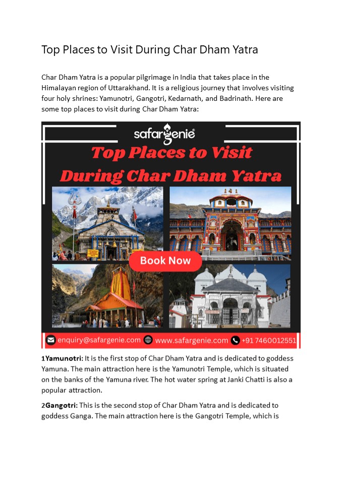 Top Places to Visit During Char Dham Yatra