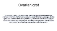 ovarian cysts and its treatment