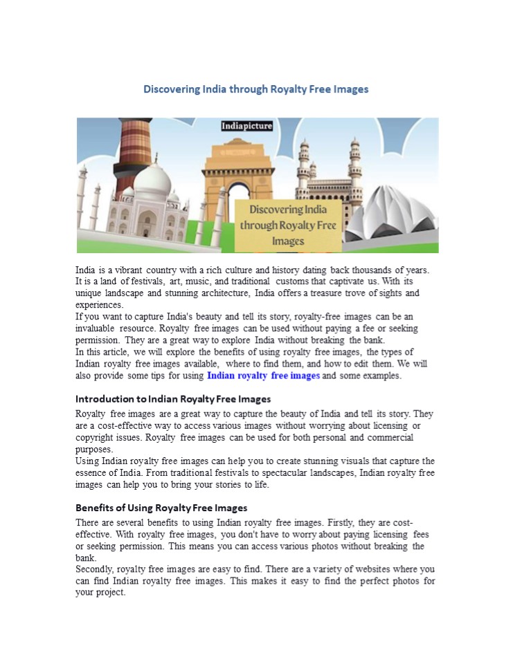 Discovering India through Royalty Free Images