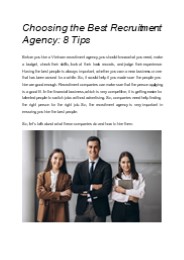 Choosing the Best Recruitment Agency: 8 Tips