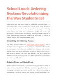 School Lunch Ordering System: Revolutionizing the Way Students Eat