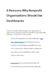 6 Reasons Why Nonprofit Organizations Should Use Dashboards