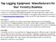 Logging Equipment Manufacturers