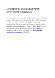 Strategies for Encouraging Parent Involvement in Education