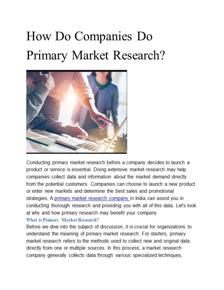 How Do Companies Do Primary Market Research?