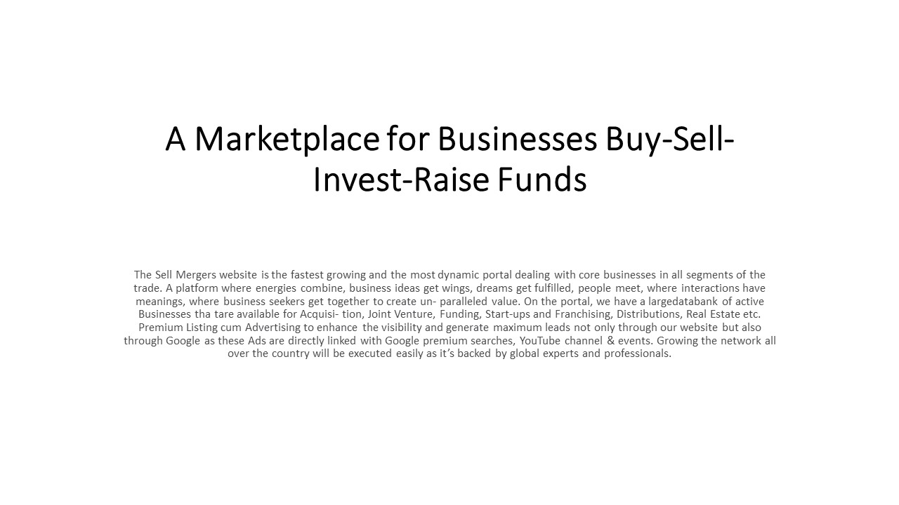 A Marketplace for Businesses Buy-Sell-Invest-Raise Funds