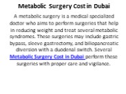 Metabolic Surgery Cost in Dubai