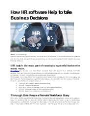 How HR software Help to take Business Decisions