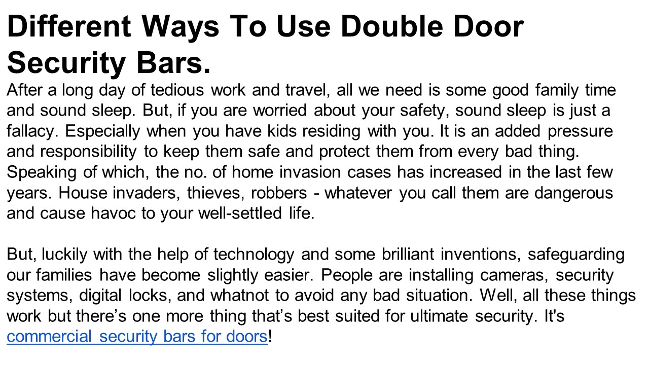 Different Ways To Use Double Door Security Bars.