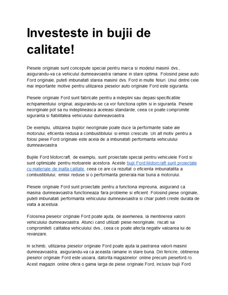 Investeste in bujii de calitate!