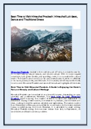 Best Time to Visit Himachal Pradesh