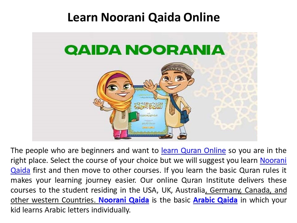 Learn Noorani Qaida Online