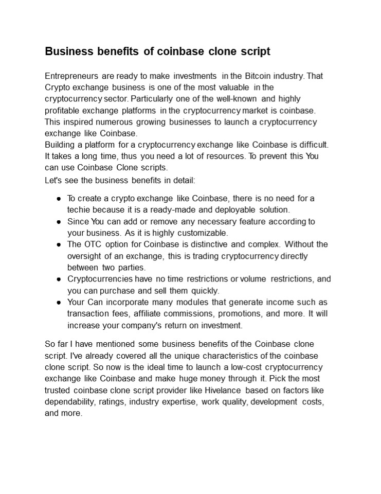 Benefits of buying Coinbase clone script from Hivelance