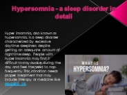 Hypersomnia - a sleep disorder in detail.