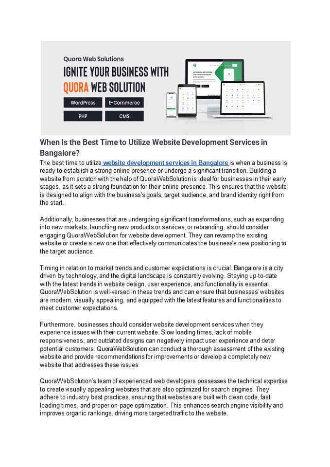 Website Development Company in Bangalore