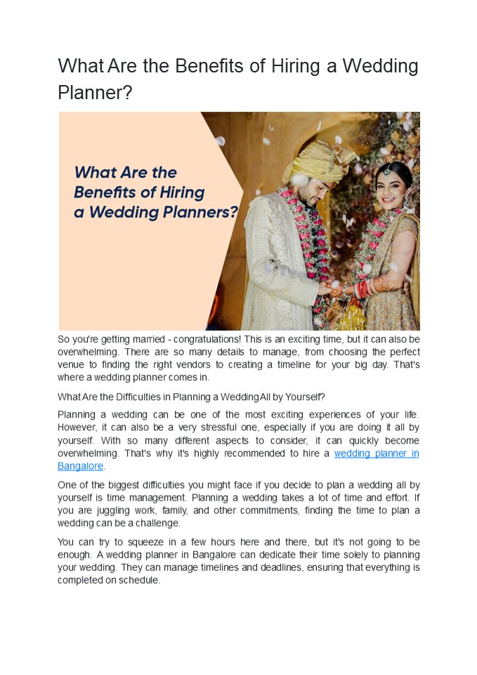 Wedding planner in Bangalore