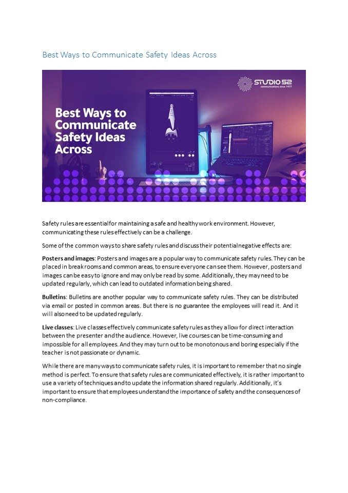 Best Ways to Communicate Safety Ideas Across