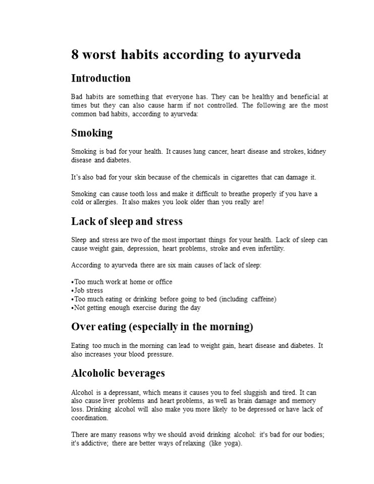 8 word worst habits according to ayurveda