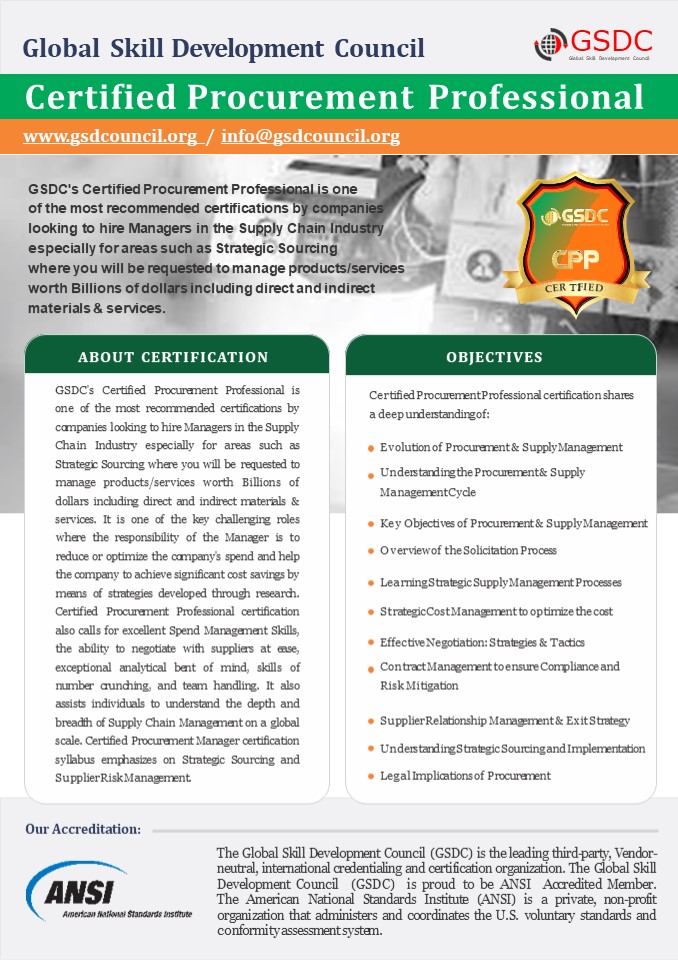 Learn The Following Skills with Procurement Professional Certification