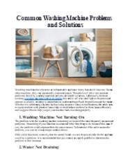 Common Washing Machine Problems and Solutions