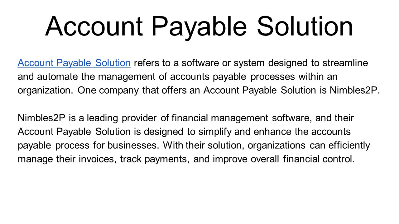 Account Payable Solution